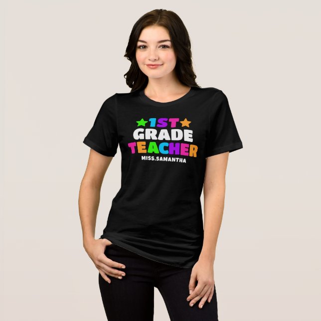 T-shirt En Tri-matière Nom personnalisé de l'enseignant de première année (Recto plein)
