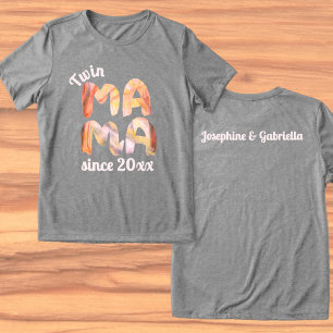 T-shirt En Tri-matière Noms de jumeaux enfants Maman personnalisés depuis