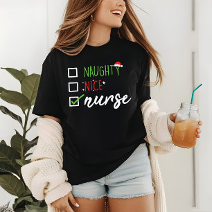 T-shirt En Tri-matière Nurse Naughty Nice Funny Christmas Père Noël Liste
