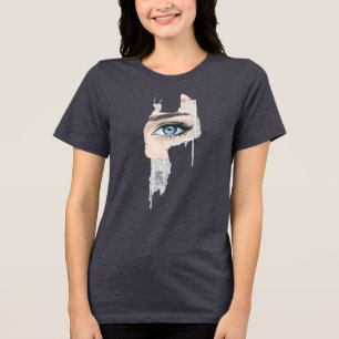 T-shirt En Tri-matière OEil bleu Collage Abstrait