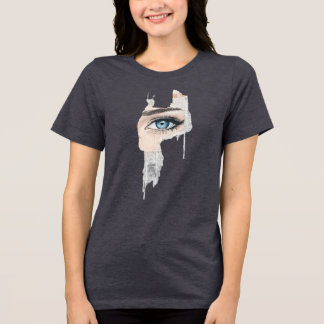 T-shirt En Tri-matière OEil bleu Collage Abstrait