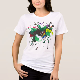 T-shirt En Tri-matière Œuvre d'art faite main - Papillon Bolssom