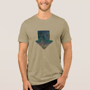 T-shirt En Tri-matière Œuvre d'art faite main - Vue de la Terre