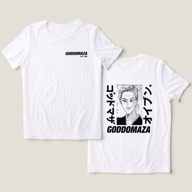 T-SHIRT  EN TRI-MATIÈRE OG MOMOKO HEAD BOLD TEXT WHITE TEE RETOUR VIEW (Design Recto & Verso)