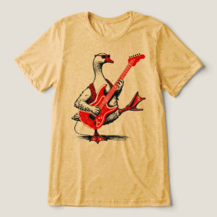 T-shirt En Tri-matière Oie Rockstar Cool Jouant de Guitare Électrique Rou