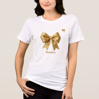 T-shirt En Tri-matière Ornement pailleté or élégant