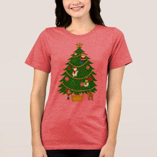 T-shirt En Tri-matière Ornements de personnage d'arbre de Noël en art de 