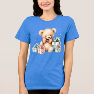 T-shirt En Tri-matière Ours en peluche mignonne avec cadeaux de Noël