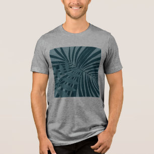 T-shirt En Tri-matière palme & feuille tropicale abstrait en gris vert bl