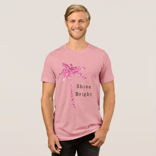 T-shirt En Tri-matière Palmier rose Parties scintillant