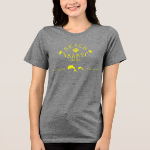 T-shirt En Tri-matière Palmiers & Dauphins Maman de la Plage Jaune