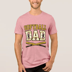 T-shirt En Tri-matière Papa Softball Gravure Vintage Batteur Graphique_1