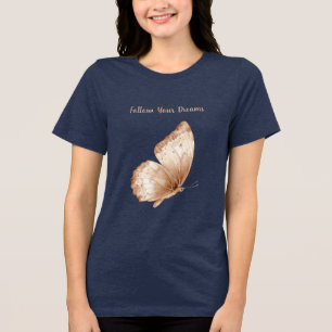 T-shirt En Tri-matière Papillon bohème crème et chamois