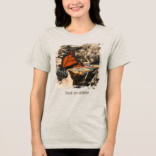 T-shirt En Tri-matière Papillon Monarque Sur Feuille Personnalisé Nature
