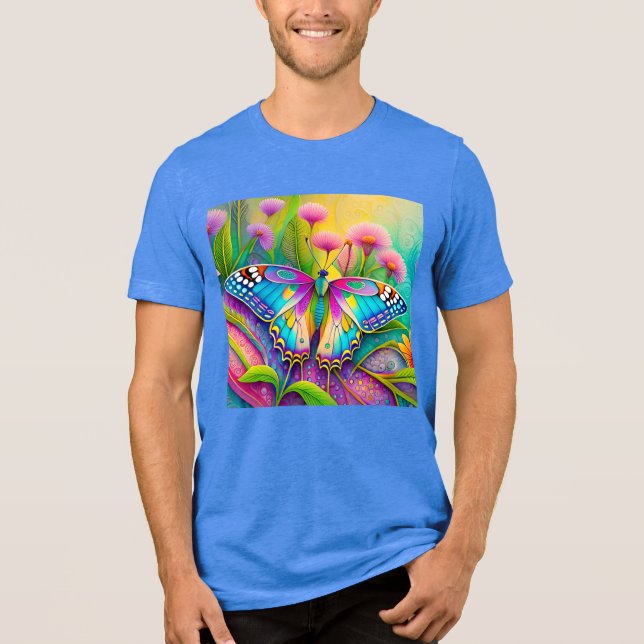 T-shirt En Tri-matière Papillon psychédélique coloré et Fleur sauvage (Recto)