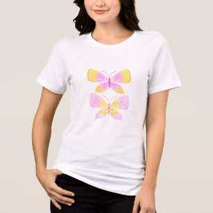 T-shirt En Tri-matière Papillons rose et jaune