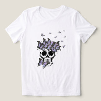 T-shirt En Tri-matière Papillons vintages pourpres Crâne
