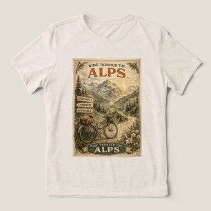 T-shirt En Tri-matière Parcourir les Alpes Voyage à Vélo Vintage
