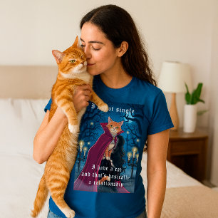 T-shirt En Tri-matière Pas célibataire, j'ai un chat Citation gothique