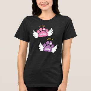 T-shirt En Tri-matière Pâtes roses et violettes Ange Ailes 2 Chiens Mémor