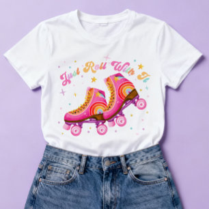 T-shirt En Tri-matière Patinez en Roller Skating Teen Rétro Rose