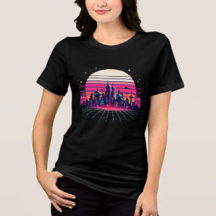 T-shirt En Tri-matière Paysage urbain rétro futuriste Vaporwave Coucher d