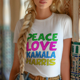T-shirt En Tri-matière Peace Love Kamala Harris Cute Election Femmes