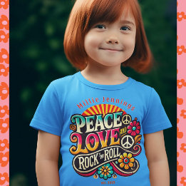 T-shirt En Tri-matière Peace Love RocknRoll Retro les années 70 Vintage P