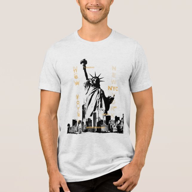 T-shirt En Tri-matière Personnalisable Manhattan Nyc Mens Liberty Statue (Recto)
