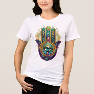 T-shirt En Tri-matière Pétales violettes vert or Hamsa Turquoise Troisièm