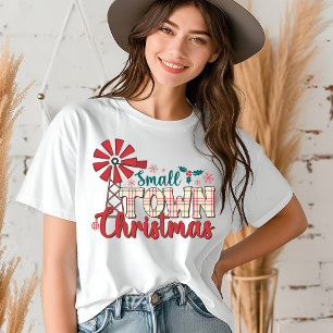 T-shirt En Tri-matière Petite ville Noël Typographie rustique