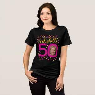 T-shirt En Tri-matière Photos du 50e anniversaire points de confetti jaun