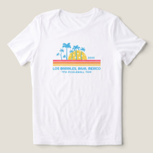T-shirt En Tri-matière Pickleball Coucher de soleil Rayures Rétro Froid T