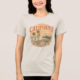 T-shirt En Tri-matière Pier de Santa Monica en Californie Coucher de sole