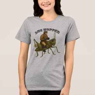 T-shirt En Tri-matière Pilote Vintage Chevauchant une Criquet Géant URM