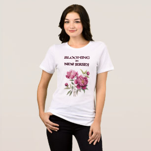 T-SHIRT EN TRI-MATIÈRE PIVOIINES VIOLETTES ÉTERNELLES FEMME PRINTEMPS FLO