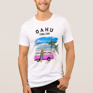 T-shirt En Tri-matière Planche de surf Oahu Kamaʻaina Rose Van Vintage Ne