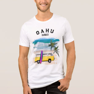 T-shirt En Tri-matière Planche de surf vintage jaune d'Oahu Hawaii Van