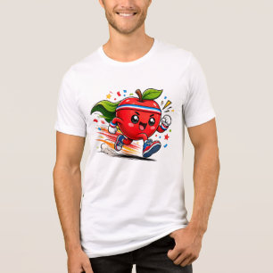 T-shirt En Tri-matière Pomme Rouge Super Mascotte de Fitness en Dessin An