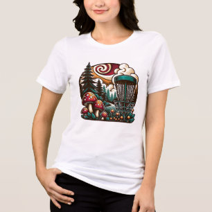T-shirt En Tri-matière Pop Art Champignons et Disque Golf Course Ai Art