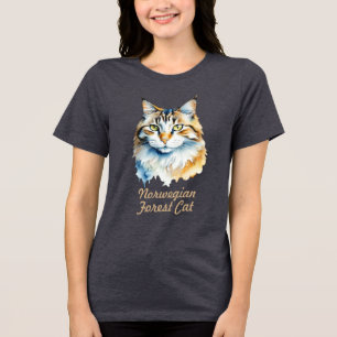 T-shirt En Tri-matière Portrait d'aquarelle de chat de la forêt norvégien