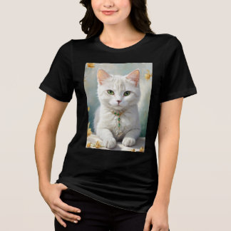 T-shirt En Tri-matière Portrait d'un chat mignon avec bijoux.