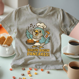 T-shirt En Tri-matière Quaker Parrot Chef chanter Bacon Pancakes Drôle