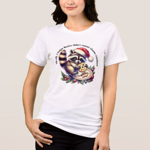 T-shirt En Tri-matière Raccoon dans le Père Noël aime les biscuits à Noël