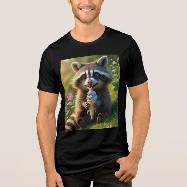 T-shirt En Tri-matière "Raccoon mange de la glace" (Recto)