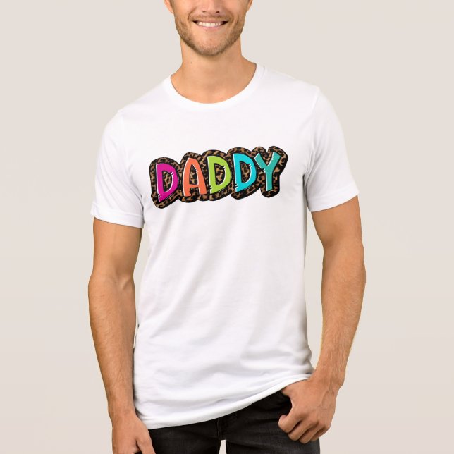 T-shirt En Tri-matière Rainbow Cheetah Print Papa Lettres Chemise (Recto)