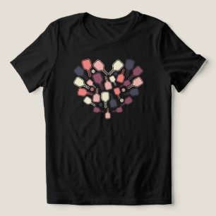 T-shirt En Tri-matière Raquette de Pickleball Mignonne Cœur