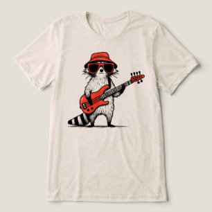 T-shirt En Tri-matière Raton laveur cool jouant de la guitare basse rouge