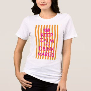 T-shirt En Tri-matière Rayure orange rose vif Gardez votre calme et buvez