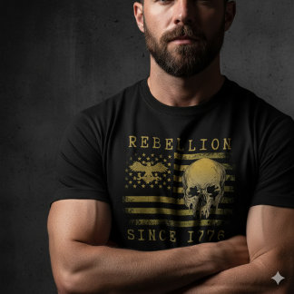 T-shirt En Tri-matière Rebellion 1776 American Flag Skull Design T-Shirt